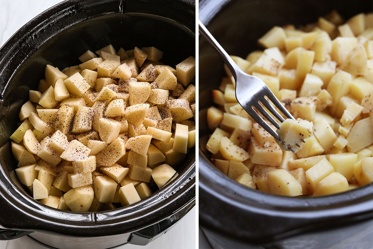 potatoes cooked in a slow cooker.
