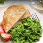 green eggs labeled for Pinterest