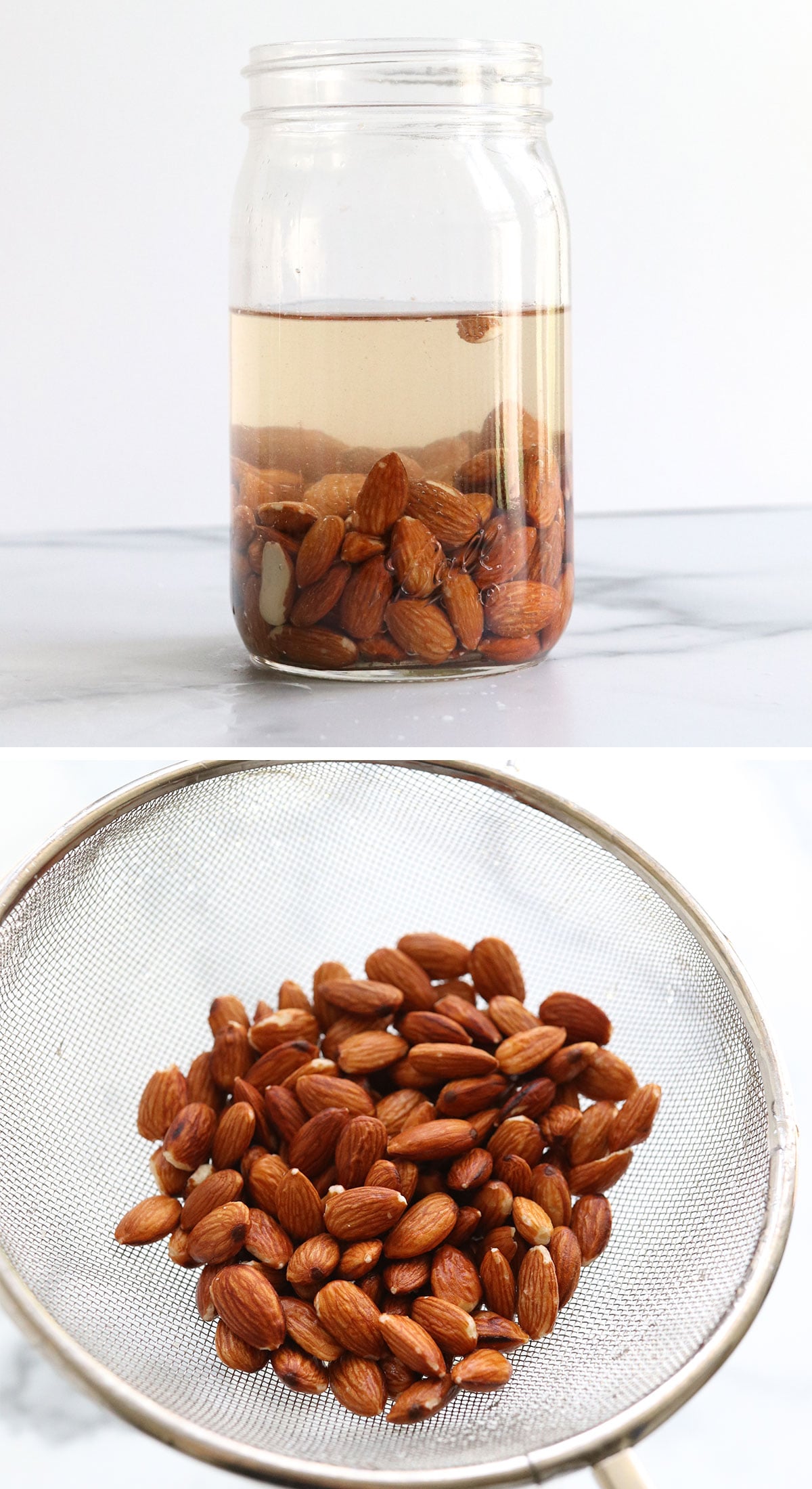 almonds soaked in water and drained.