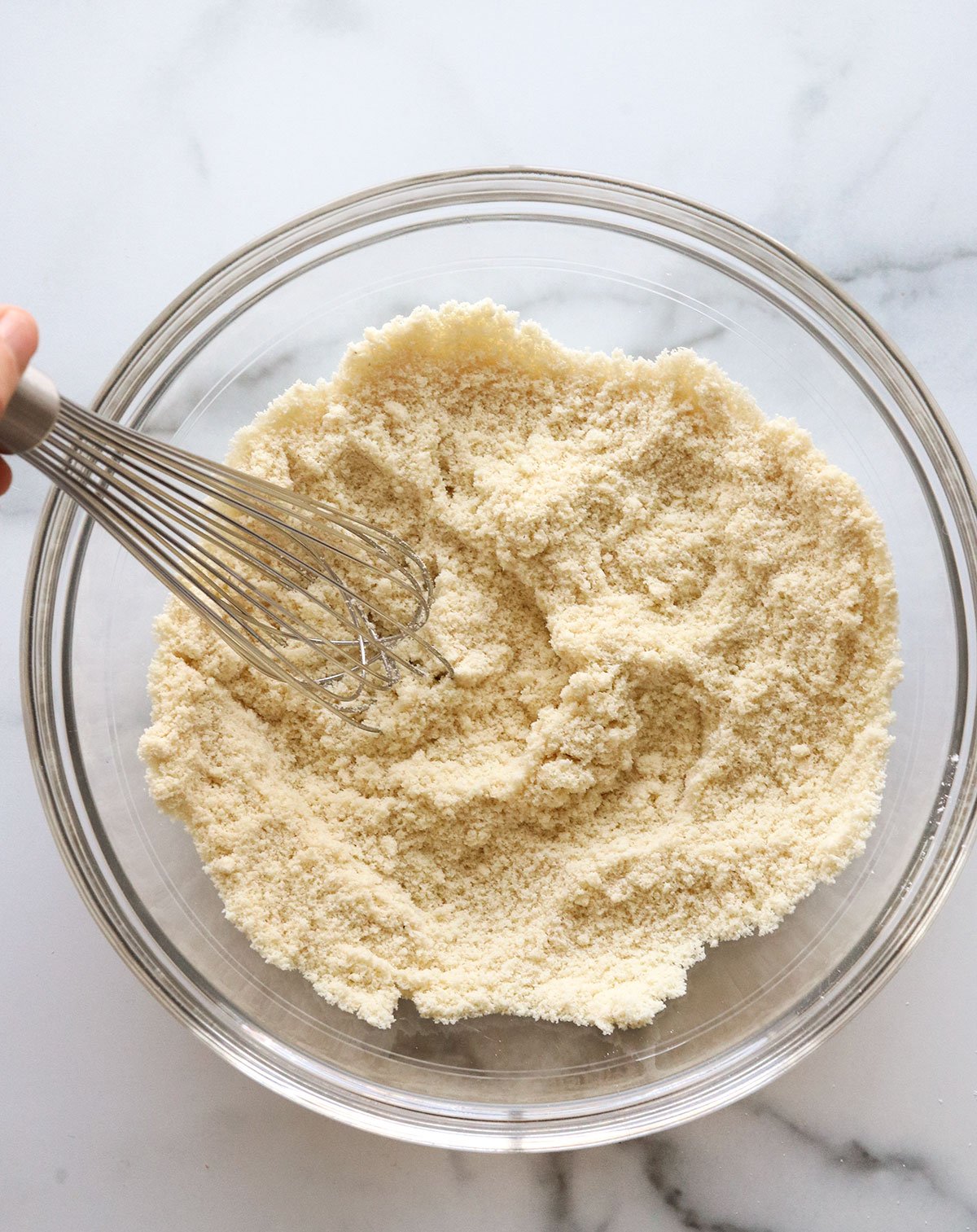almond flour dry ingredients whisked in a large bowl.