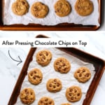 paleo chocolate chip cookies before and after adding extra chocolate chips