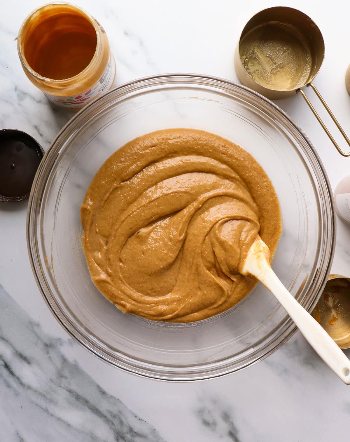 paleo muffin batter mixed in a bowl until smooth.