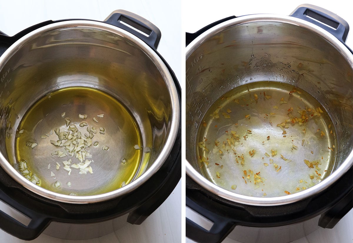 garlic sauteed in the Instant Pot with water added to prevent burning.
