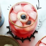 halloween punch with lychee eyeballs labeled for Pinterest.