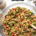 quinoa chickpea salad labeled for Pinterest.