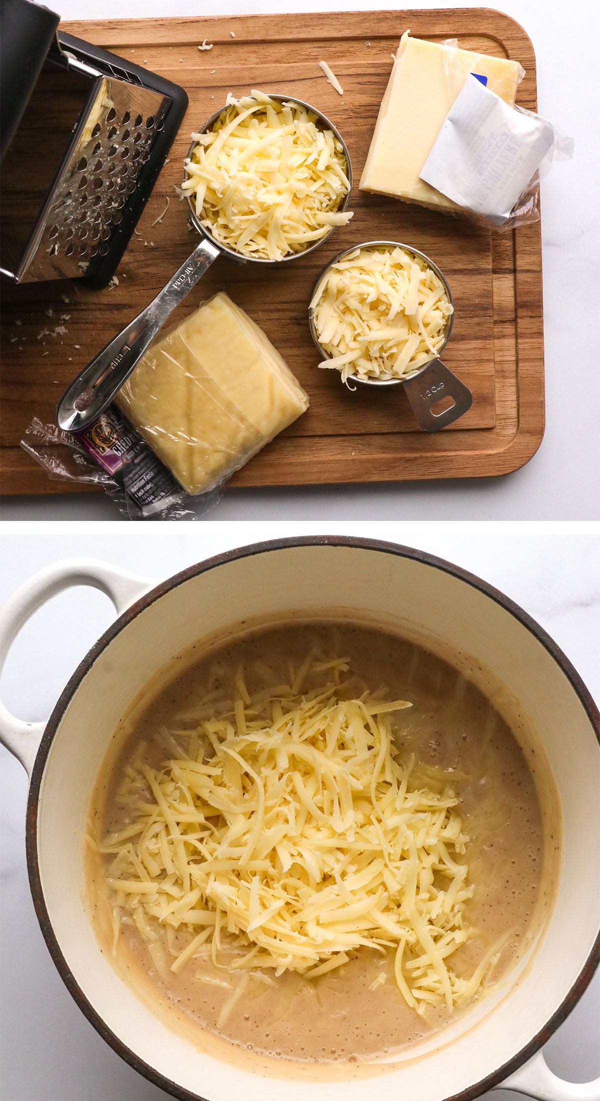 shredded cheese added to the bean sauce.