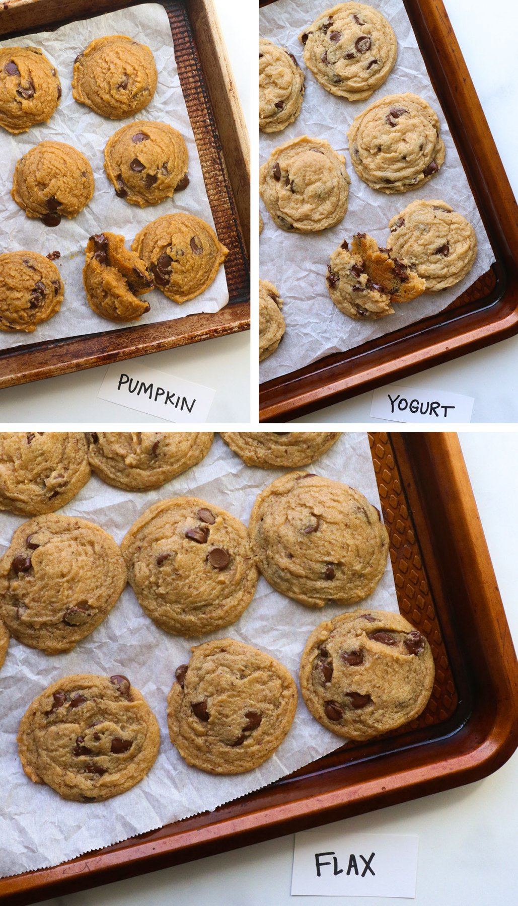 cookies made with pumpkin, yogurt, and flax as egg substitutes.