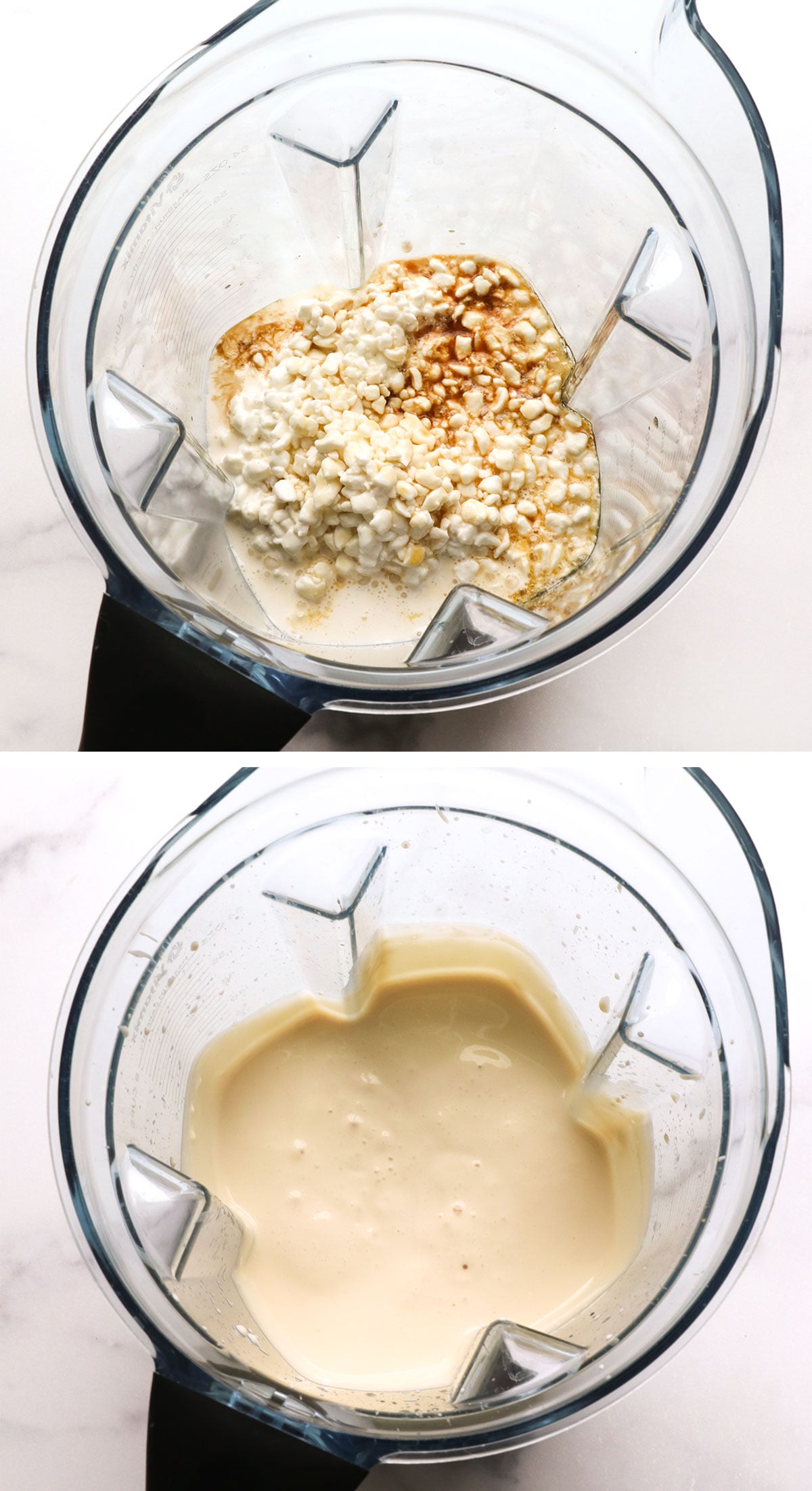 cottage cheese and maple syrup blended until smooth.