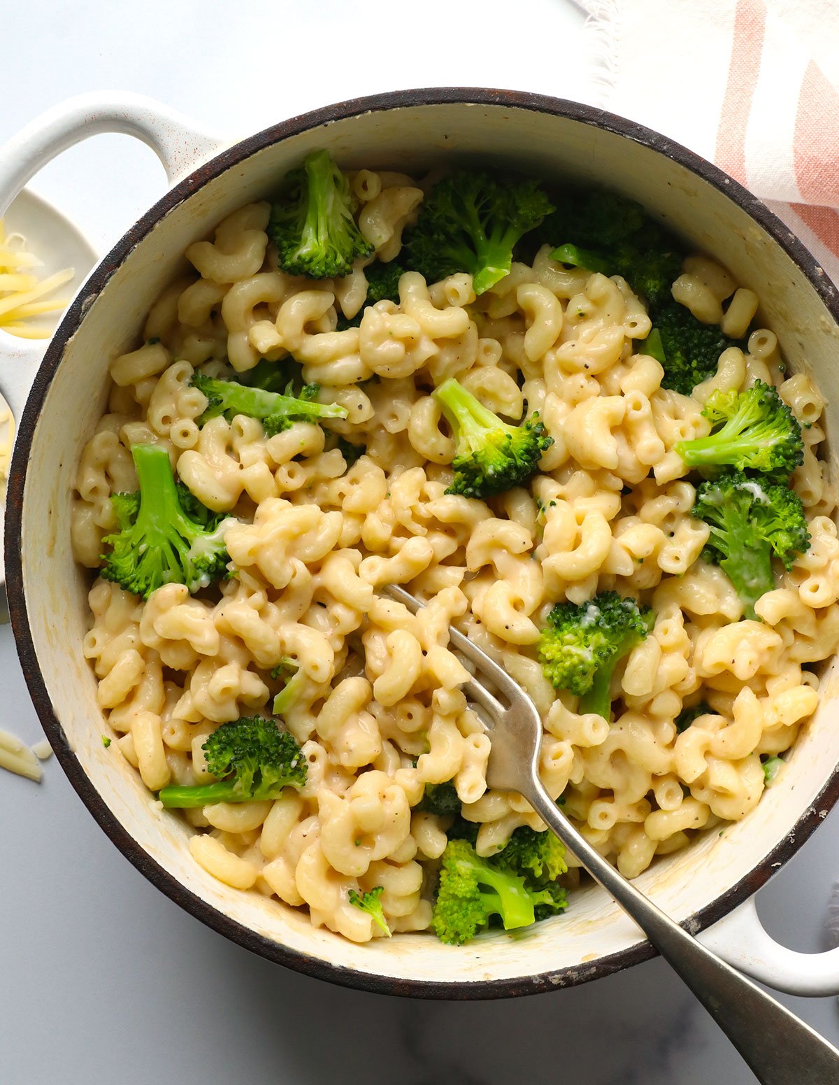 broccoli stirred into mac and cheese. 