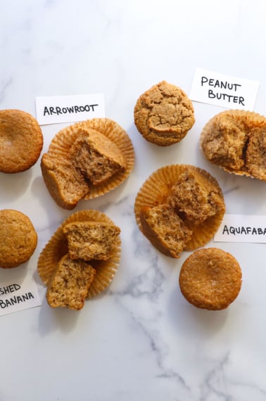 egg substitutes tested in 4 different muffins.