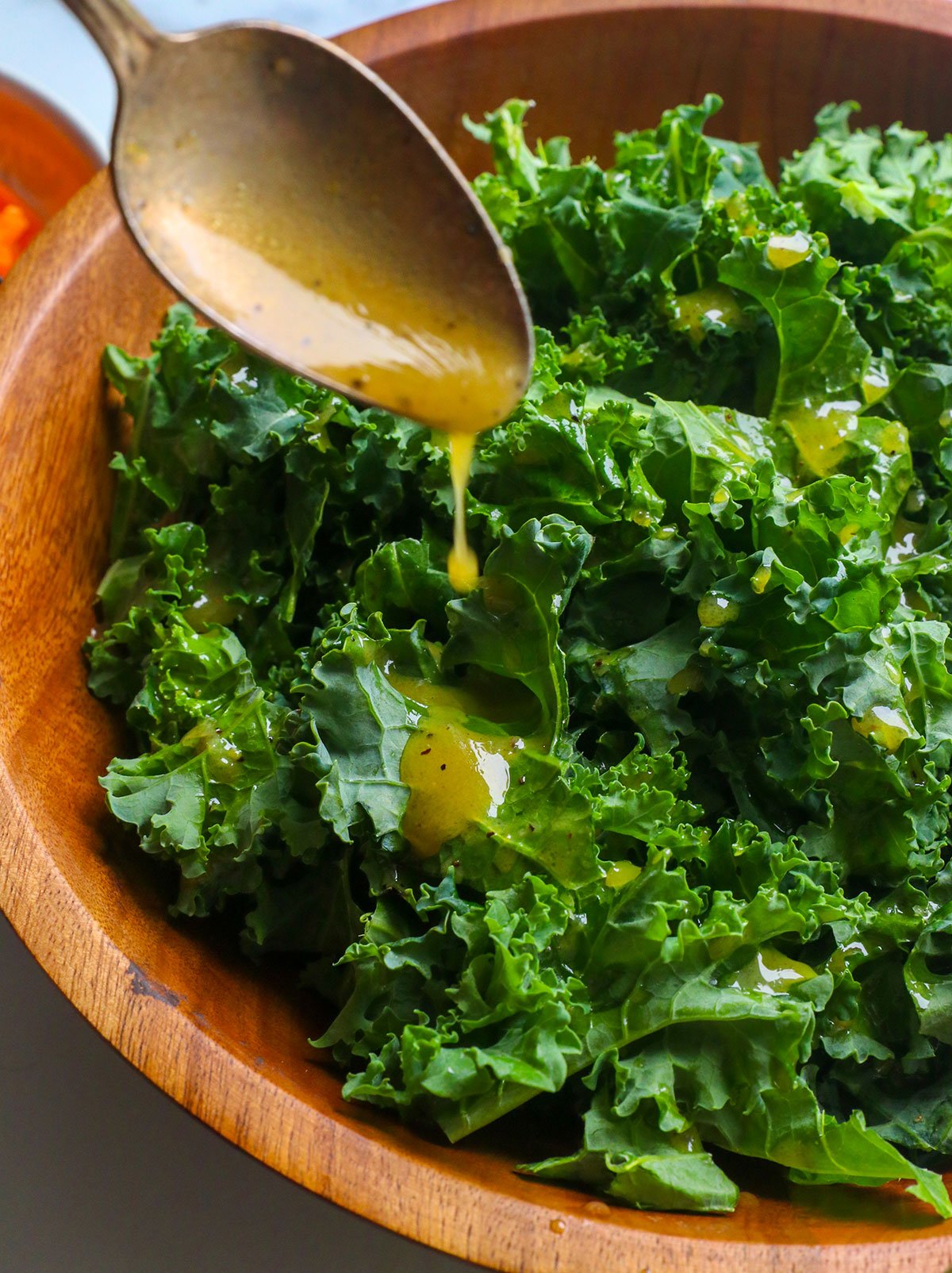 Dress on the kale salad.