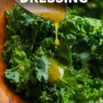 kale salad dressing labeled for pinterest.