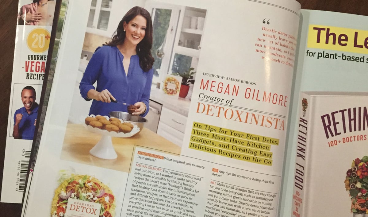 megan gilmore featured in a magazine with her first cookbook.
