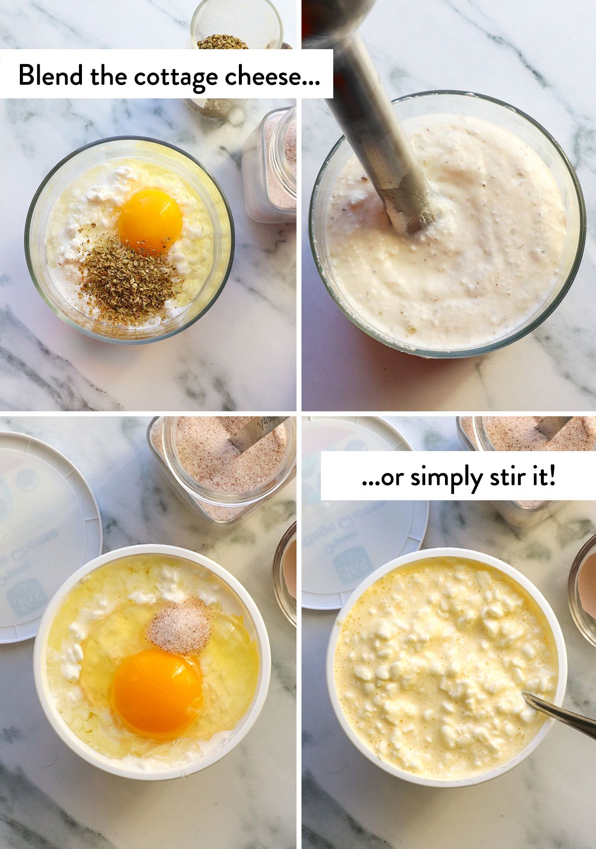 cottage cheese blended and mixed for lasagna recipe.