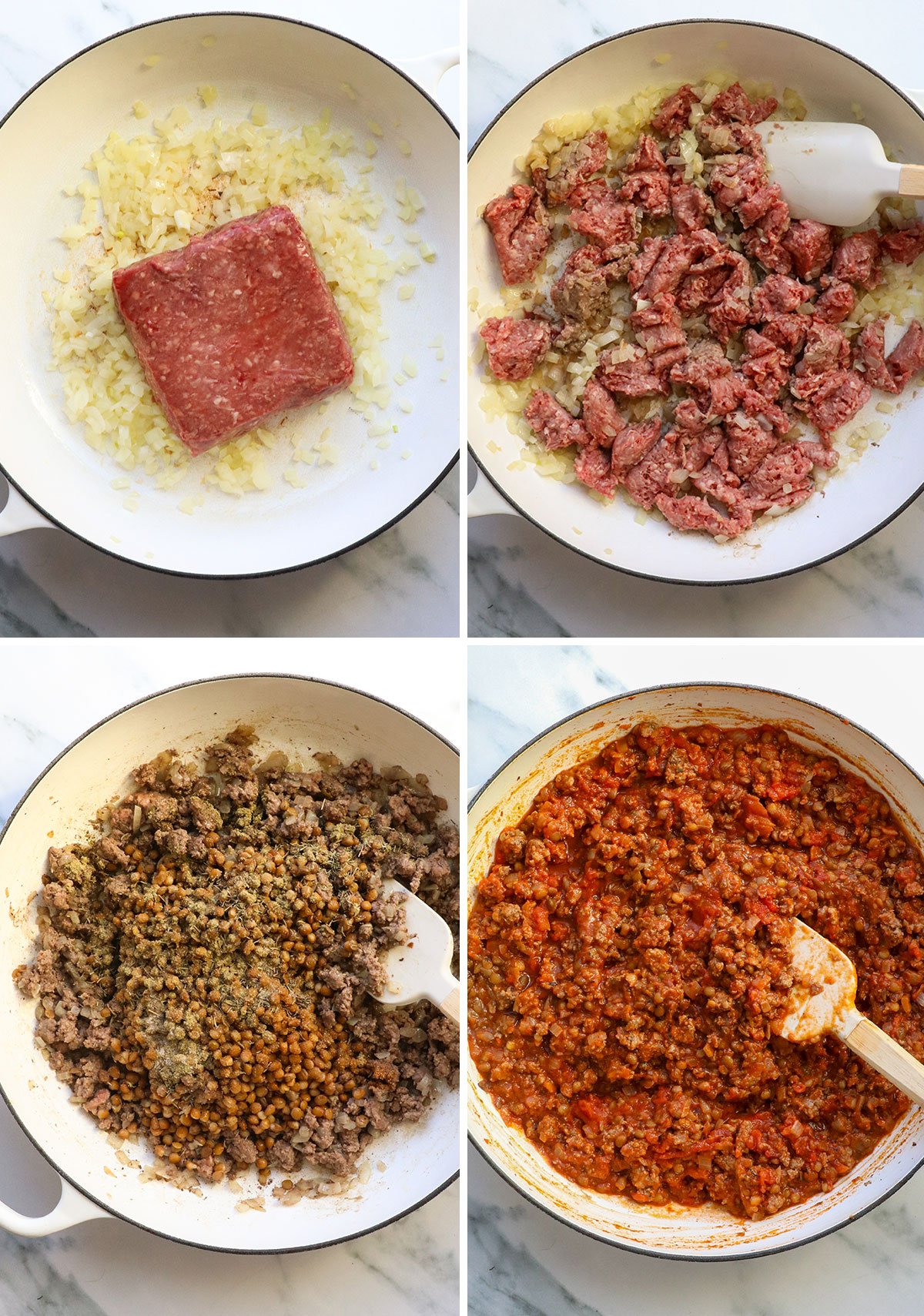beef and lentil sauce for healthy lasagna recipe.