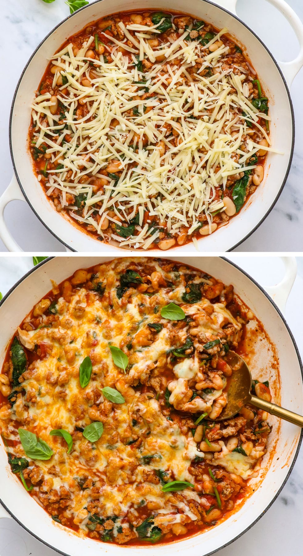 cheese melted on top of pizza beans.