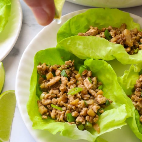 turkey lettuce wrap with lime juice squeezed on top.