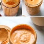 blended chipotle sauce before and after thickening in the fridge.