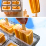 frozen peach popsicles removed from the mold.