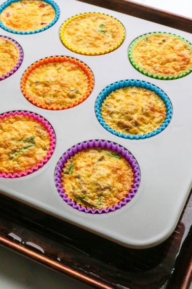 baked dairy free egg bites in a muffin pan.