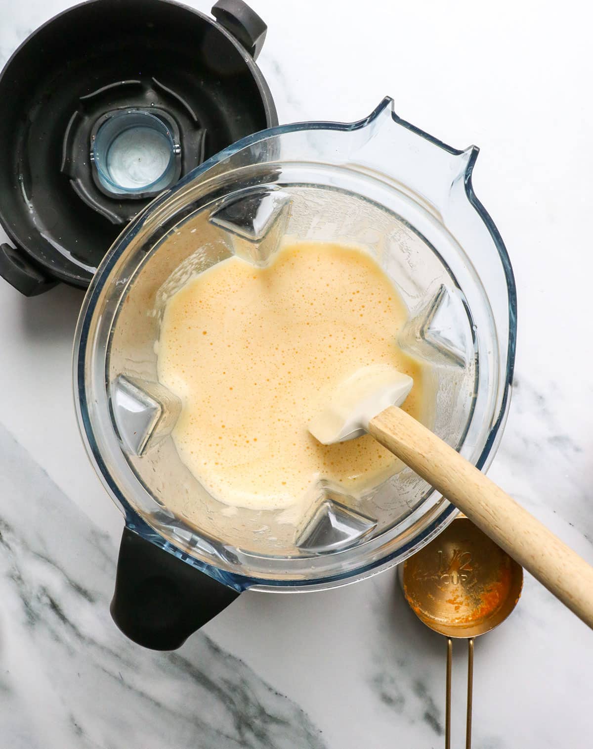 pumpkin and egg blended until smooth in the blender pitcher.
