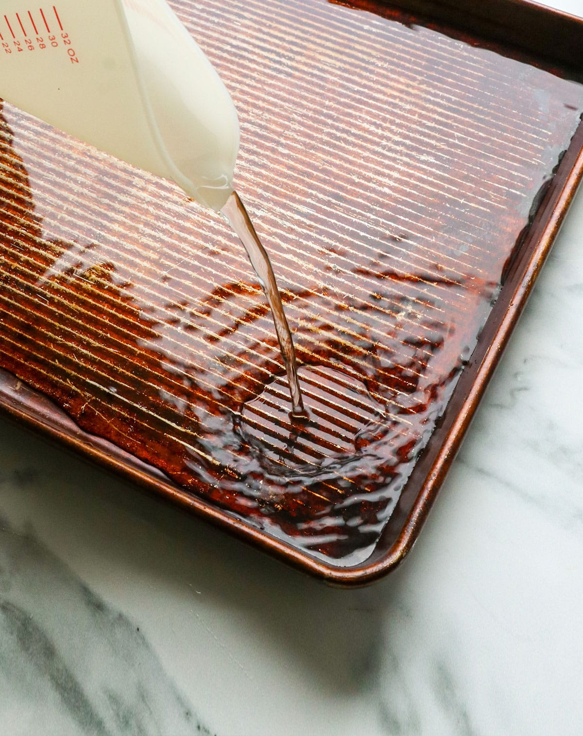 water added to a rimmed sheet pan.